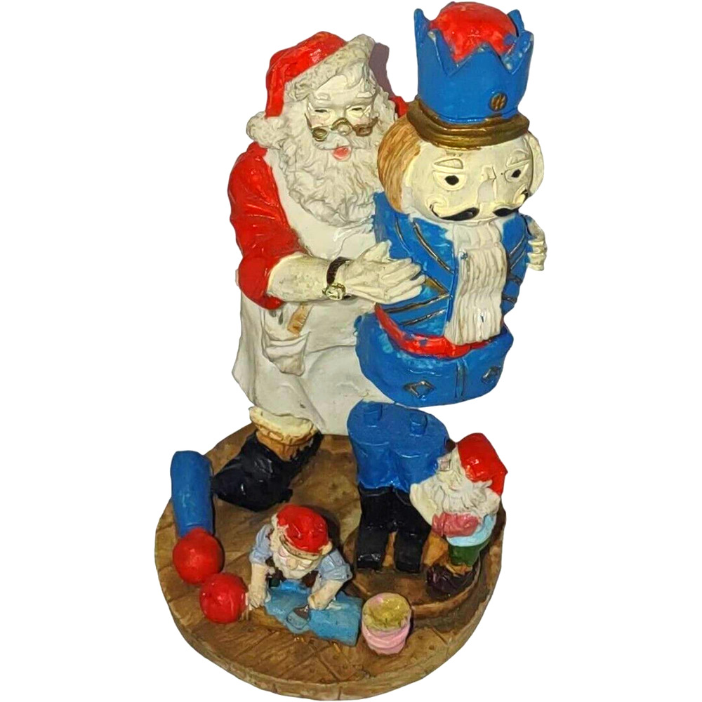 Christmas Vintage Santa Claus and Elves Making Toys Holiday Figurine Home Decor
